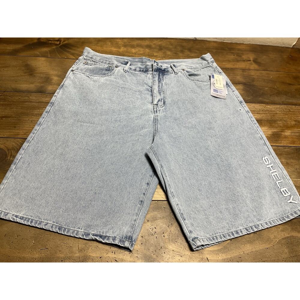 Ford Shelby Shorts Mens 36 Blue Denim 5 Pocket Relaxed Missing Button NWT